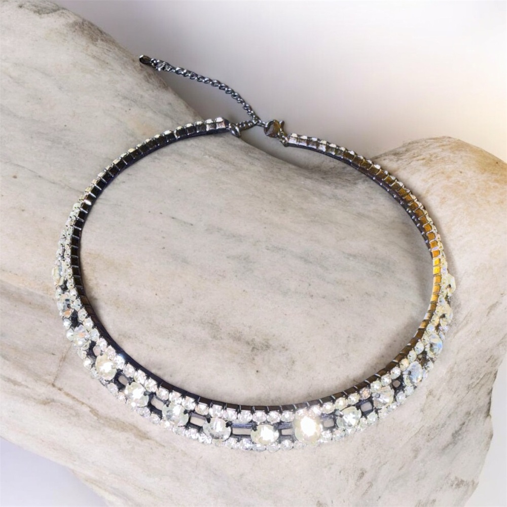 Silver Diamond Choker Necklace